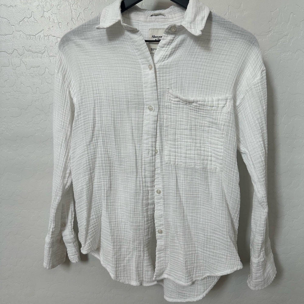 Abercrombie & Fitch Textured White Casual Shirt